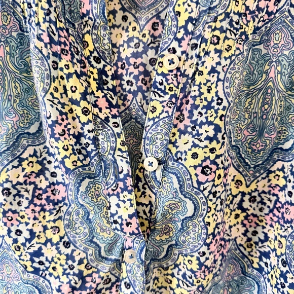 Talbots Pintuck Popover Dotted Paisley Blouse Size L - Picture 8 of 11